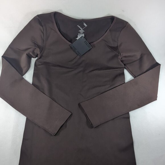 FLAWED C'est Moi Seamless Dark Brown Long Sleeve Shirt Women's OS One Size NWT - Picture 2 of 11